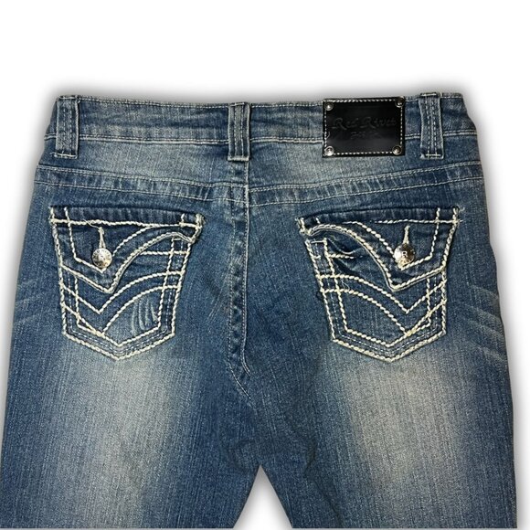 Z. Co. Womens Bootcut Jeans Size 3 Blue Distressed Denim with Embroidered Back P - Picture 5 of 7